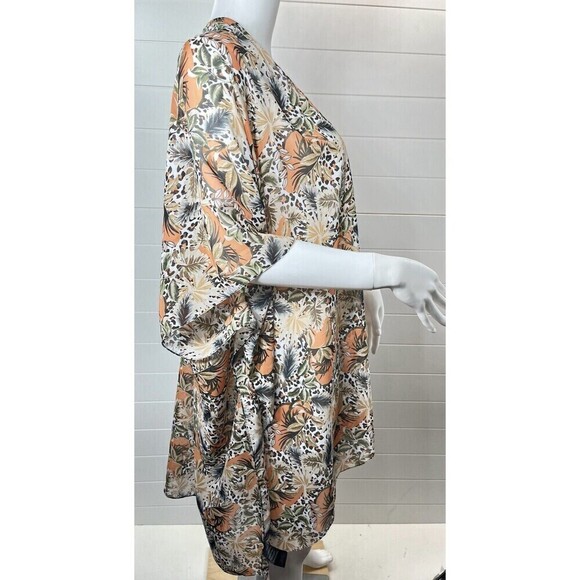 Y2K Kimono Womans One Size Animal Tropical Polyester Mob Wife Beach Coastal - Picture 6 of 10